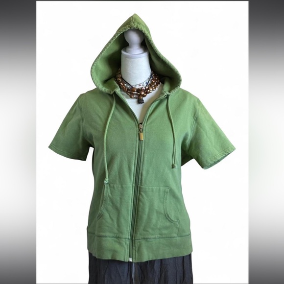 Kozi Tops - Green Vintage Kozi Y2K Zip-Up T-Shirt Hoodie